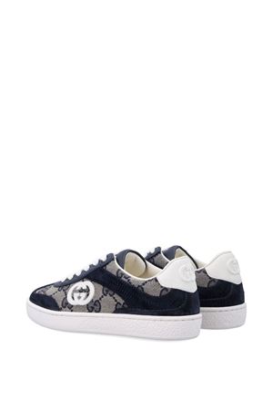 blue leather sneakers GUCCI KIDS | 812674AAE2T4056